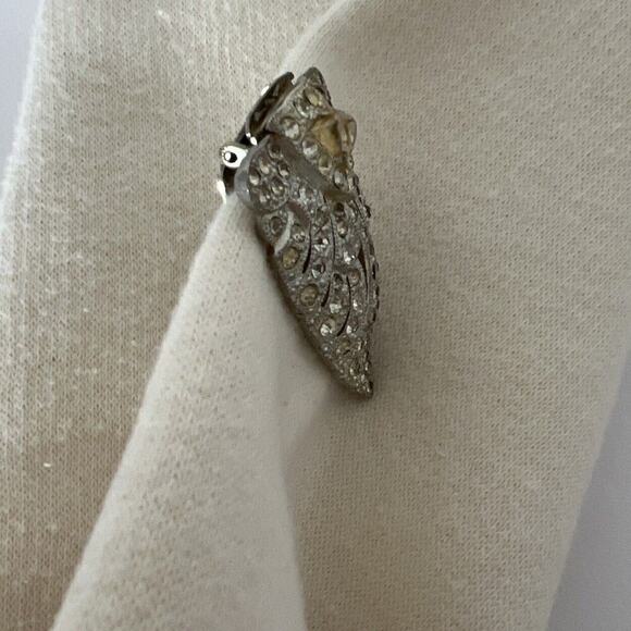 Vintage Silver Plated Art Deco Scarf Clip With Rhinestones - Picture 6 of 9